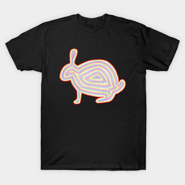 Rainbow Rabbit T-Shirt by calenbundalas